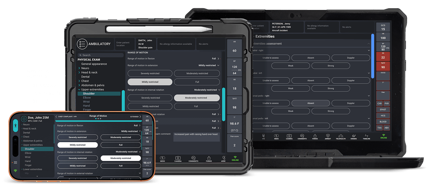 Three devices with data