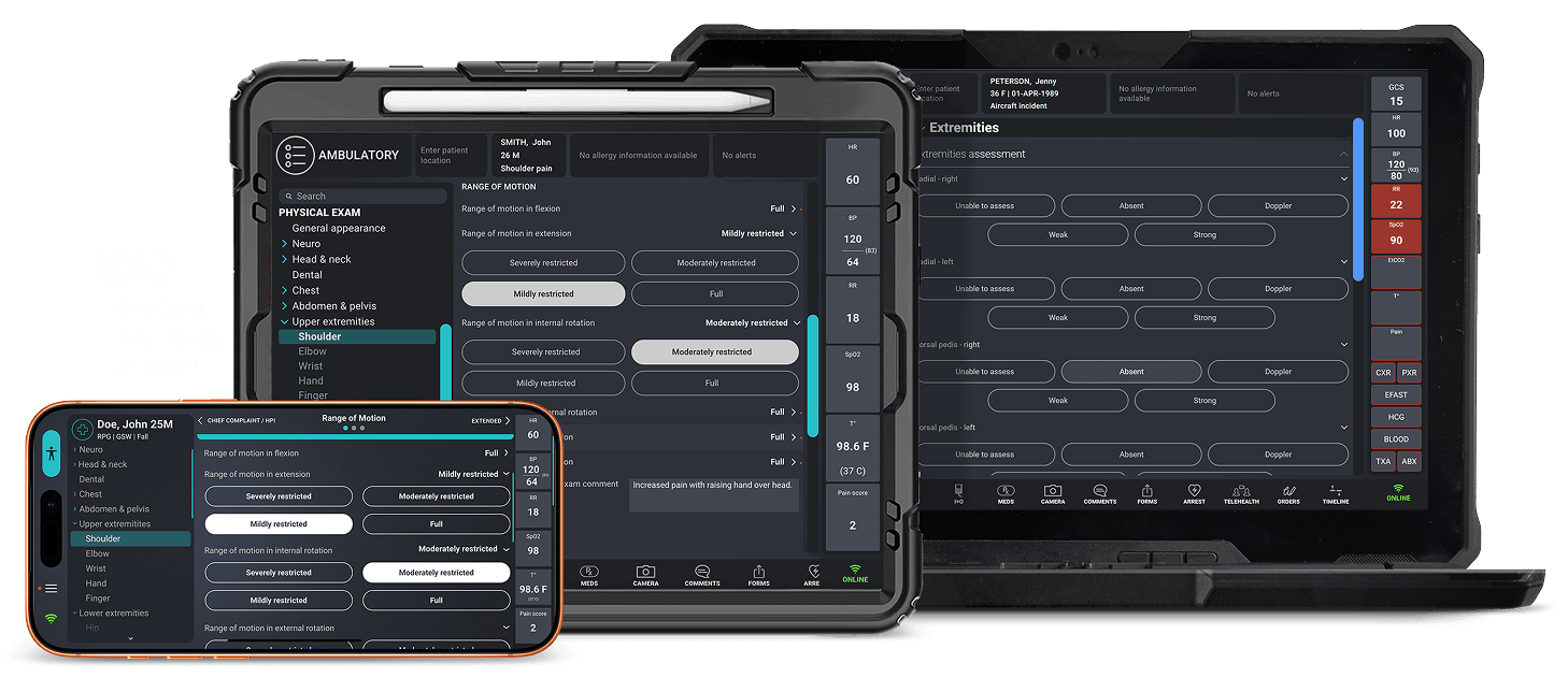 Three devices with data