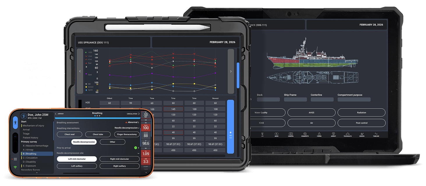 Three devices with data