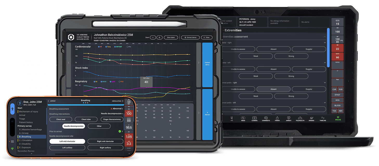 Three devices with data
