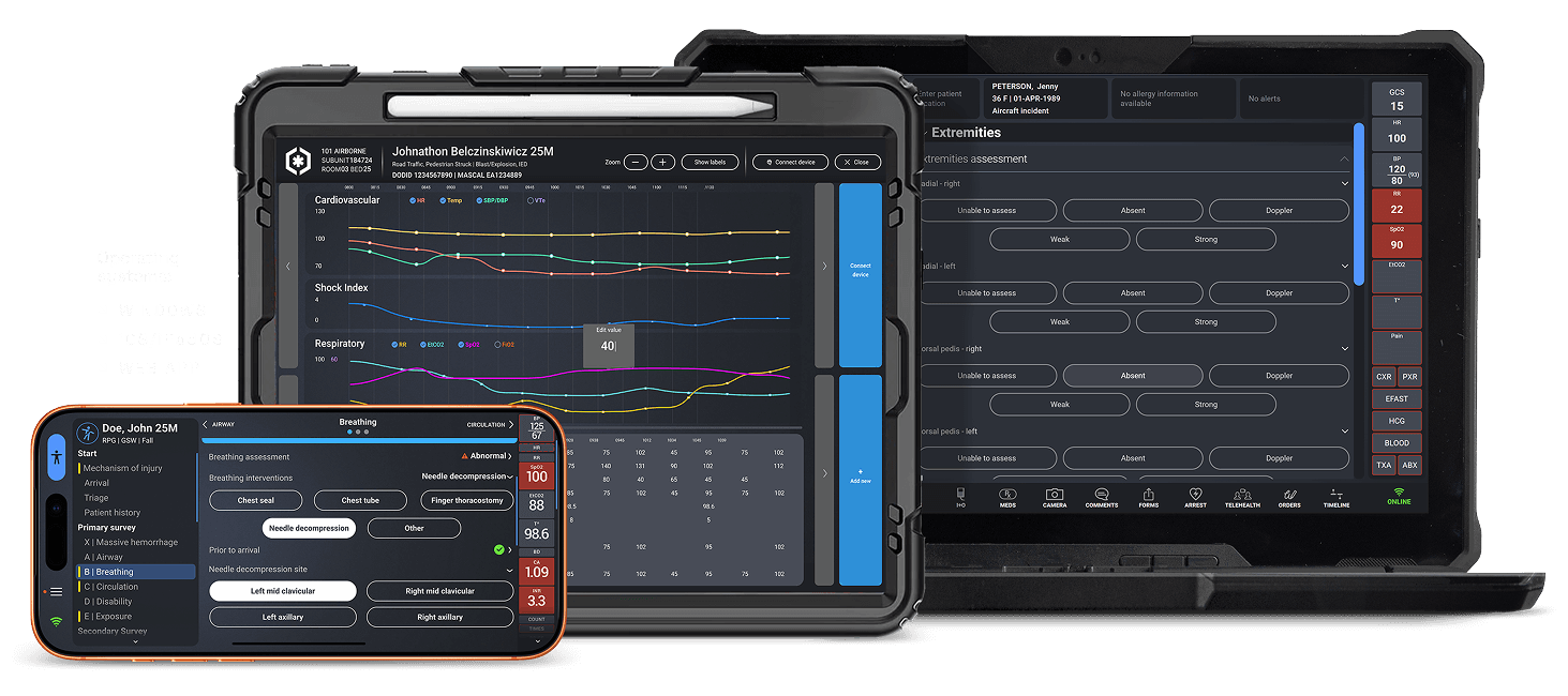 Three devices with data