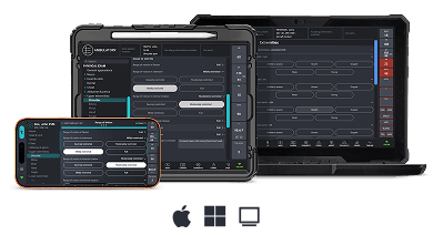 Three devices with data