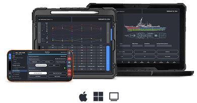 Three devices with data