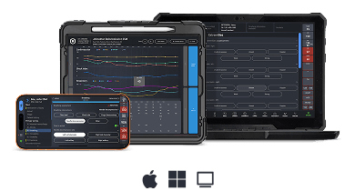 Three devices with data